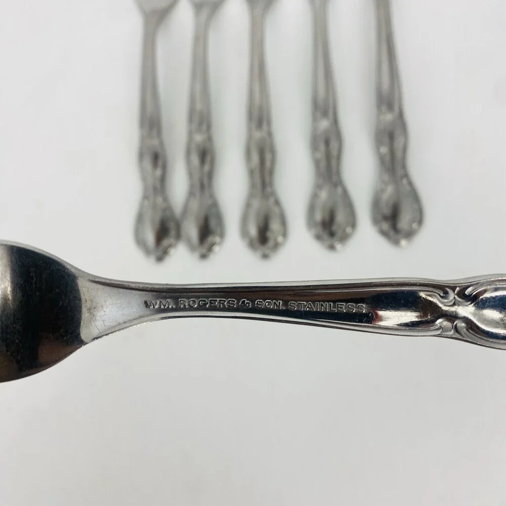 6 WM Rogers Sons Royal Manor Stainless Dinner Forks Ornate Vintage Flatwear Set